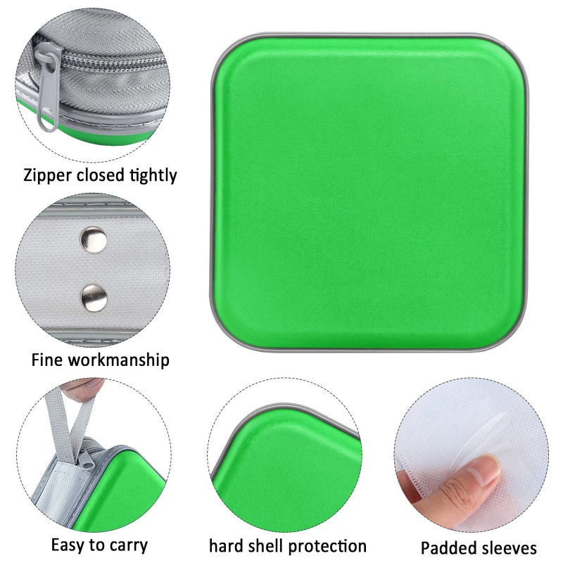 Siveit CD Case, 40 Capacity CD/DVD Case Holders Wallet Hard Plastic DVD Disc Cases Storage Binder for Car Home Office Travel (Green) - Image 2